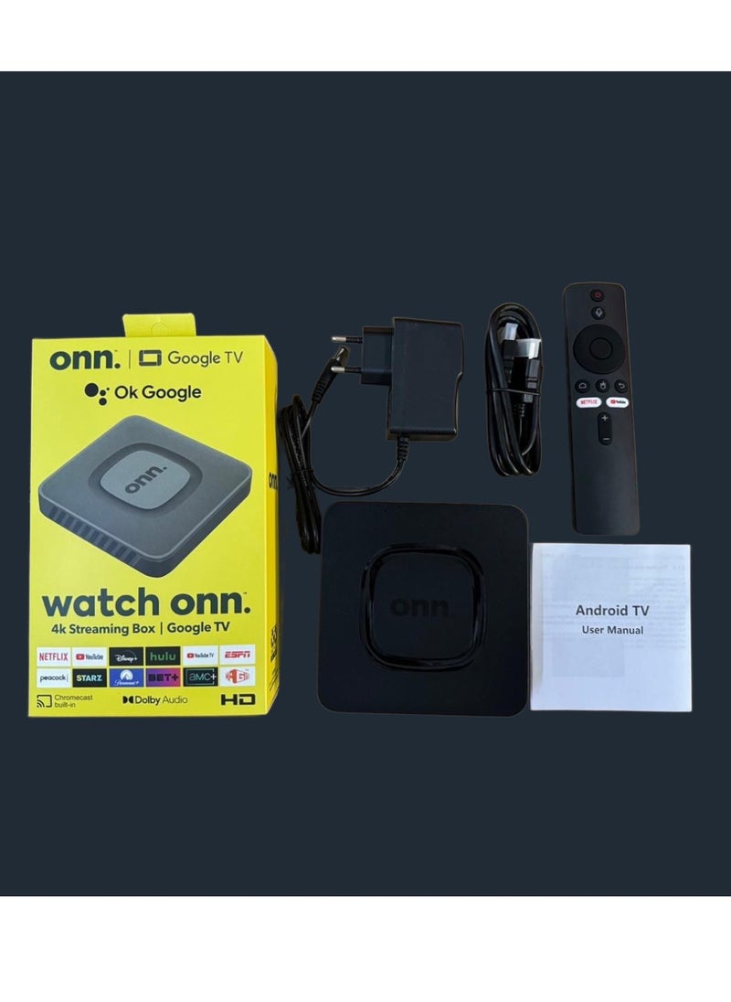 ONN - Android TV 4K UHD Streaming Device With Voice Remote Control & HDMI Cable Google TV And Google Assistant Supported Android TV Box Ultra HD 4K TV Box - Image 1