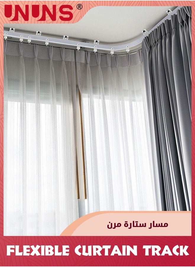 UNUNS - Flexible Bendable Ceiling Curtain Track,3M White Curtain Rail Curved Ceiling Curtain Track Mount For Room Divider,Shower Curtain,L Shape U Shape Bay Windows,RV Curtain Track,White - Image 1