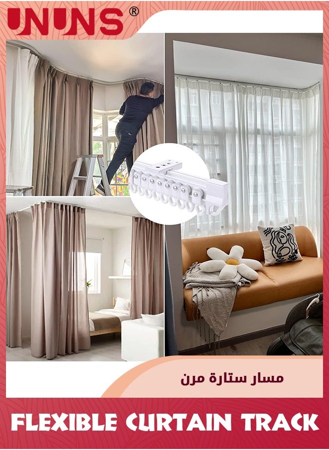 UNUNS - Flexible Bendable Ceiling Curtain Track,3M White Curtain Rail Curved Ceiling Curtain Track Mount For Room Divider,Shower Curtain,L Shape U Shape Bay Windows,RV Curtain Track,White - Image 1