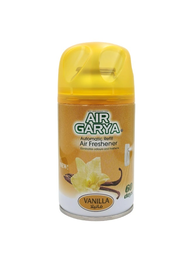 AIR GARYA Automatic Refill Air Freshener Vanilla 250ml Non-Aerosol Essential Oil Based Auto Spray Compatible with Dispenser Long Lasting Sweet Odor Remover for Home Office Bathroom Kitchen Car Interior Air Purifier Fresh Scent Refill - Image 1