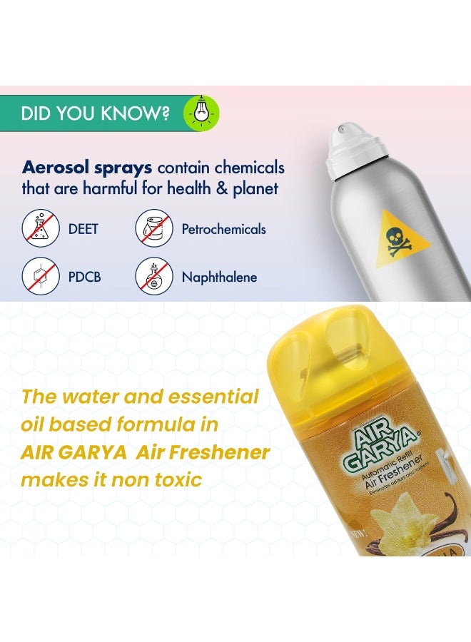 AIR GARYA Automatic Refill Air Freshener Vanilla 250ml Non-Aerosol Essential Oil Based Auto Spray Compatible with Dispenser Long Lasting Sweet Odor Remover for Home Office Bathroom Kitchen Car Interior Air Purifier Fresh Scent Refill - Image 5