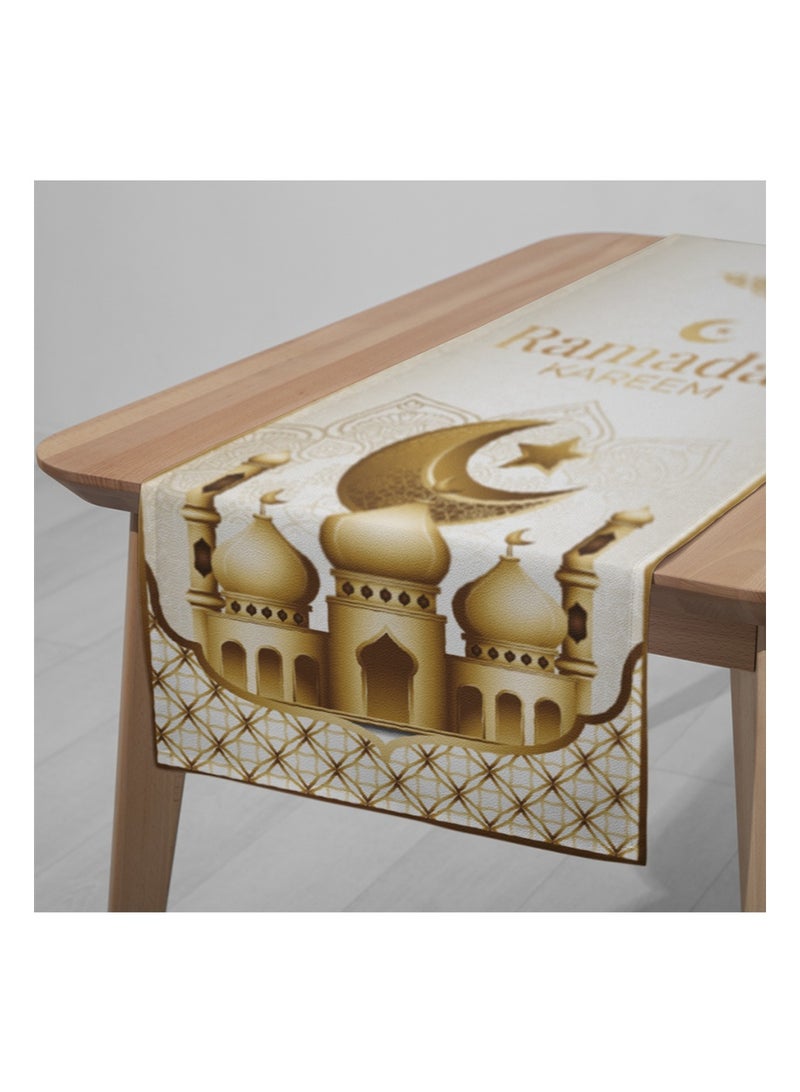 Aikanbo Ramadan Table Runner Set,Ramadan Kareem Table Flag&Eid Mubarak Table Flag 70.8x13.7 inches - Islamic Ramadan Table - Muslim Eid Family Kitchen Dining Room - Ramadan  Mubarak Table Runner with Venus Moon Mosque Decoration - Image 4