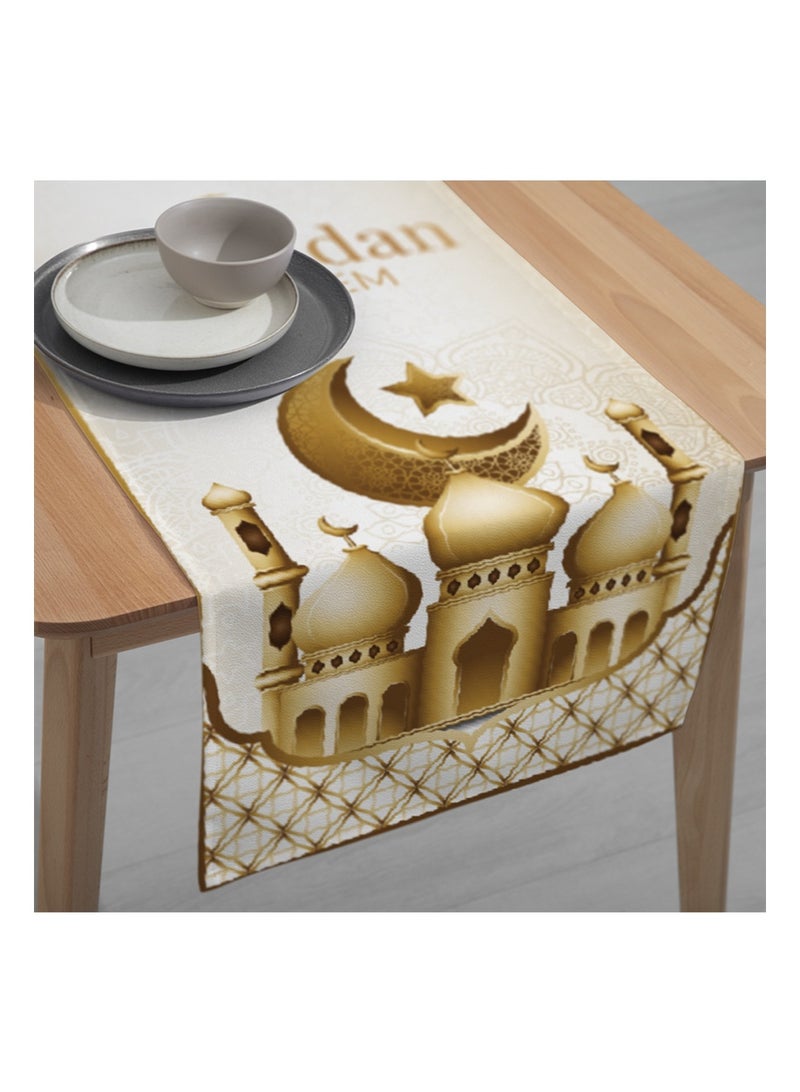 Aikanbo Ramadan Table Runner Set,Ramadan Kareem Table Flag&Eid Mubarak Table Flag 70.8x13.7 inches - Islamic Ramadan Table - Muslim Eid Family Kitchen Dining Room - Ramadan  Mubarak Table Runner with Venus Moon Mosque Decoration - Image 5