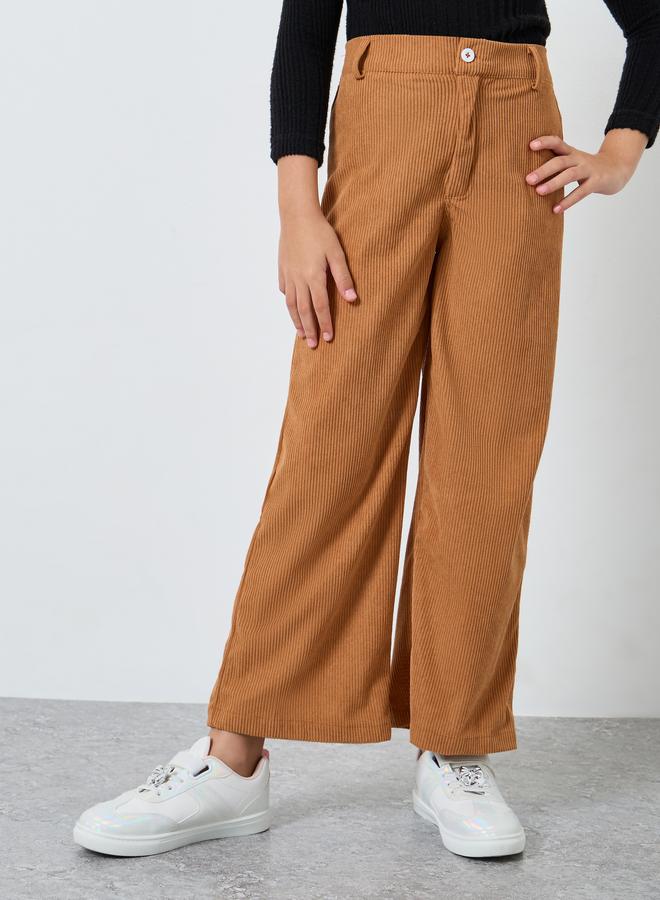 Styli Teens Rust Corduroy Wide Leg Pants - Image 1