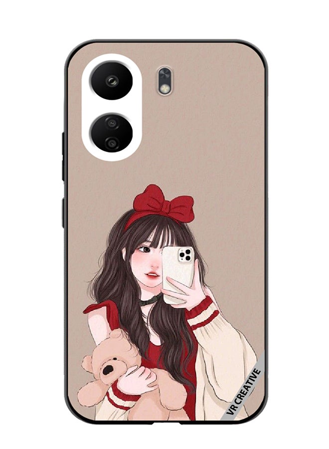 VR CREATIVE غطاء حماية لهاتف Xiaomi Redmi 13C بتصميم فتاة تحمل دمية دب بألوان متعددة - Image 1