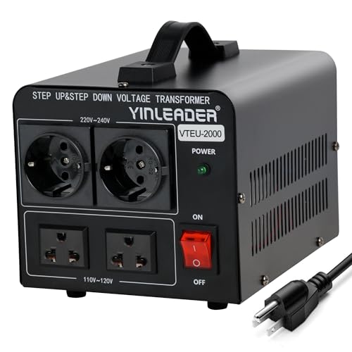 Yinleader 2000W Step Up/Down Transformer,Convert 110/120V to 220/240 Volt OR Convert 220V to 110V Voltage Converter with 2US&2 EU outlets [110V US Power Cord Included Only, No 220V Cord] - Image 1