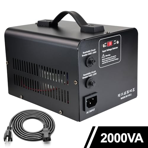 Yinleader 2000W Step Up/Down Transformer,Convert 110/120V to 220/240 Volt OR Convert 220V to 110V Voltage Converter with 2US&2 EU outlets [110V US Power Cord Included Only, No 220V Cord] - Image 2