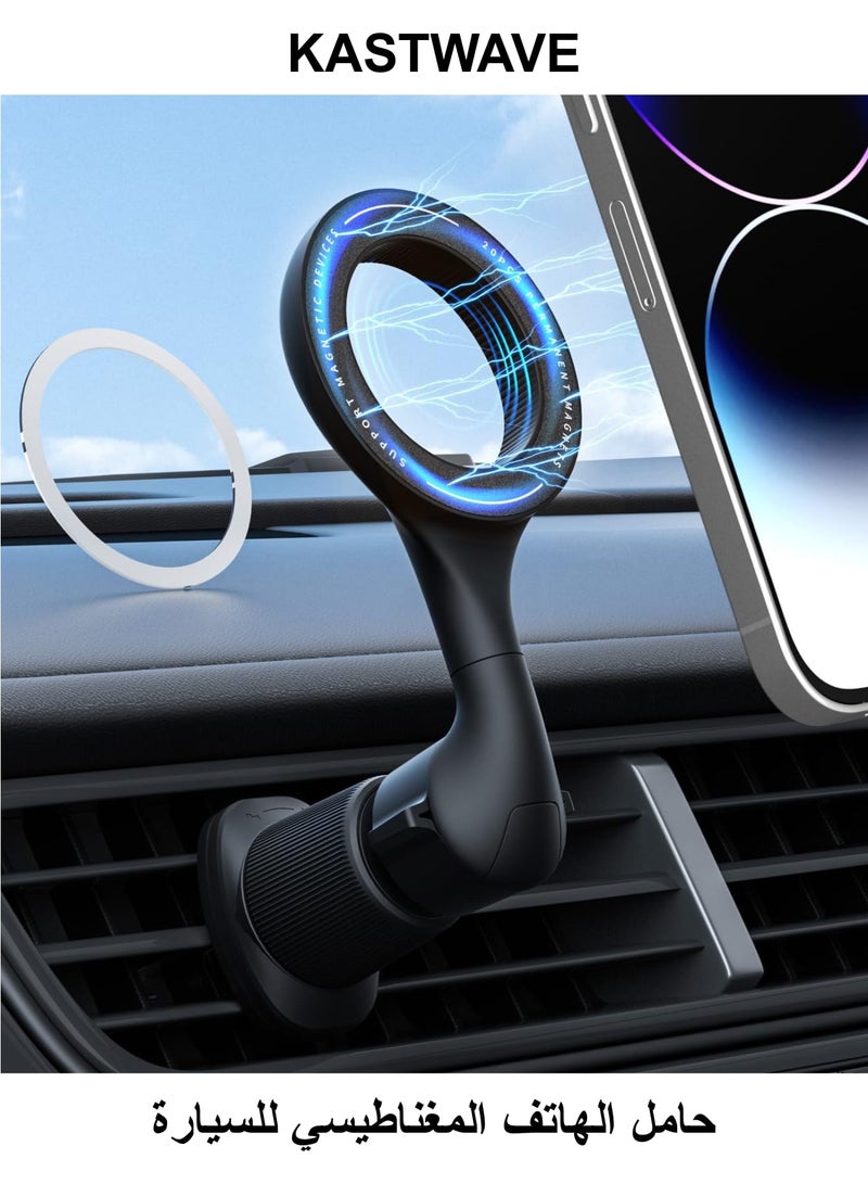 KASTWAVE Magnetic Phone Holder for Ca Super Strong Magnetic Force, 360 Degree Rotation, Stable and Easy Installatio Compatible with Magsafe iPhone and Android Phones - Image 1