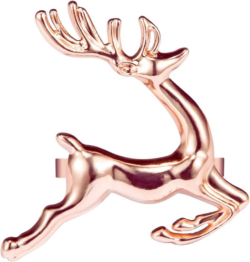 ZeeDix ZeeDix Set of 8 Rose Gold Elk Chic Napkin Rings for Christmas Dinning Table Setting-Wedding Receptions  Christmas  Thanksgiving and Home Kitchen for Casual or Formal  - Image 1