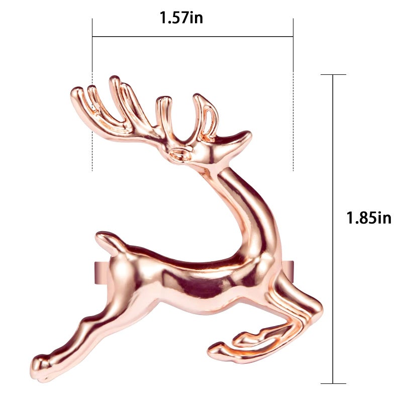 ZeeDix ZeeDix Set of 8 Rose Gold Elk Chic Napkin Rings for Christmas Dinning Table Setting-Wedding Receptions  Christmas  Thanksgiving and Home Kitchen for Casual or Formal  - Image 3