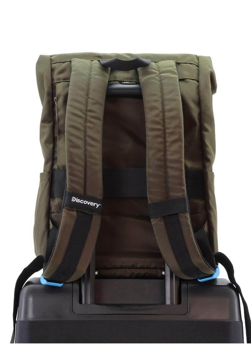 Discovery ICON Roll Top 15L Backpack Khaki, Durable Lightweight Multi Compartment Travel Bag, Padded Laptop/Tablet Pocket RFID, Adjustable Strap With Luggage Fix Strap, Men Women School Outdoor - pzsku/Z752AF6BE5C304C4C4512Z/45/_/1721990397/bb32d7f4-8db9-4a9b-8610-bb9fa4336fea