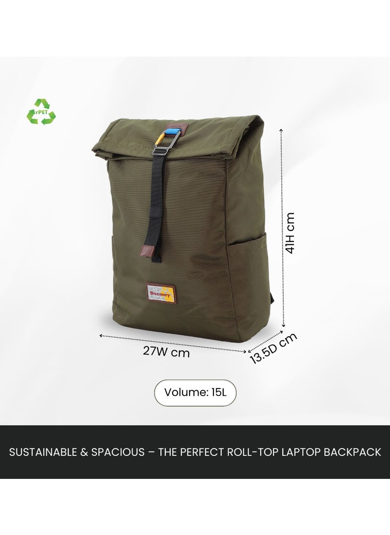 Discovery ICON Roll Top 15L Backpack Khaki, Durable Lightweight Multi Compartment Travel Bag, Padded Laptop/Tablet Pocket RFID, Adjustable Strap With Luggage Fix Strap, Men Women School Outdoor - pzsku/Z752AF6BE5C304C4C4512Z/45/_/1739530108/bbca6768-7ec5-4727-a4dd-d227f2bc73fb