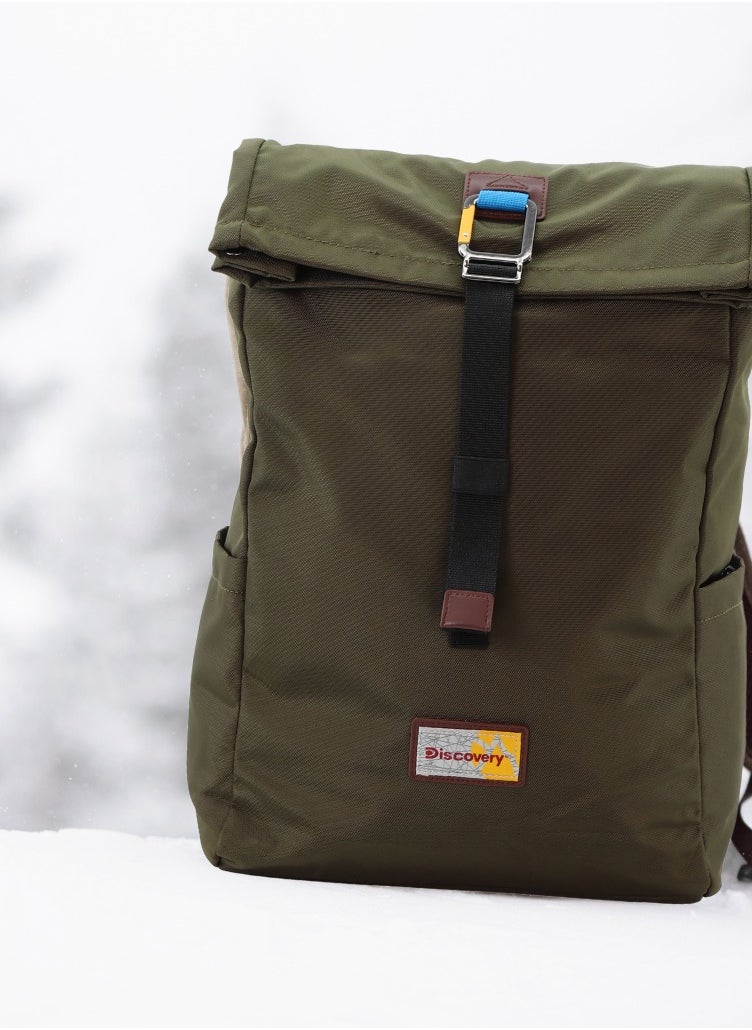 Discovery ICON Roll Top 15L Backpack Khaki, Durable Lightweight Multi Compartment Travel Bag, Padded Laptop/Tablet Pocket RFID, Adjustable Strap With Luggage Fix Strap, Men Women School Outdoor - pzsku/Z752AF6BE5C304C4C4512Z/45/_/1739530120/e45135fa-8cd4-4588-af7e-dbcf920b3ca9