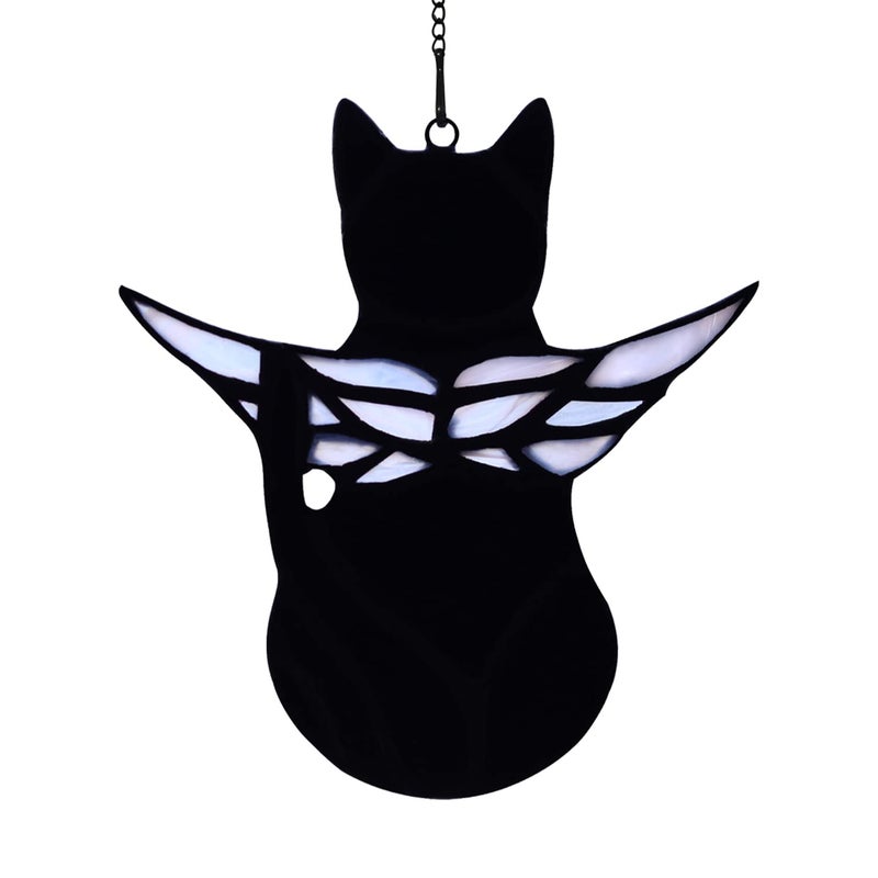BOXCASA Black Cat Memorial Gifts for Loss of Cat Handmade Stained Glass Suncatcher with Angel Wings Pet Sympathy Gift Window Hanging Decor - Image 3