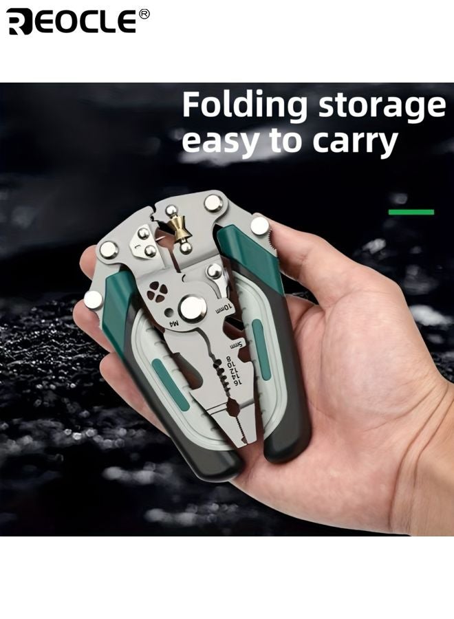 ريوكل كماشة تقشير أسلاك كهربائية قابلة للطي بمقبض مريح وهيكل قوي سهلة التخزين مناسبة للاستخدام المنزلي والخارجي والصناعي - Image 2