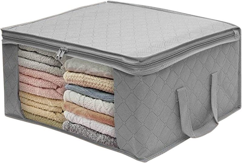 1 pcs Underbed Storage Bags with Zips, Large Clothes Storage Bags with Strengthened Handles, Breathable Duvet Storage Bag King Size for Comforters, Clothes, Quilt, Blankets, Bedding - Image 1