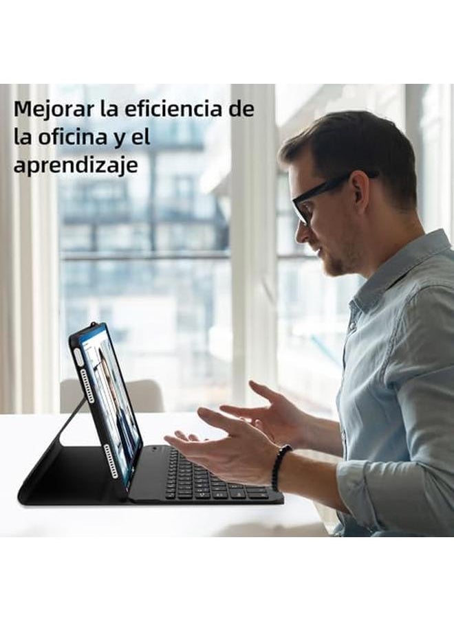 erorex - Keyboard Case For Lenovo Tab M11 2024 11'' Tb330Fu Tb330Xu Spanish Keyboard Case Qwerty Wireless Bluetooth Keyboard Removable For Lenovo Tab M11 2024 Tablet 11 Inches Black - Image 1