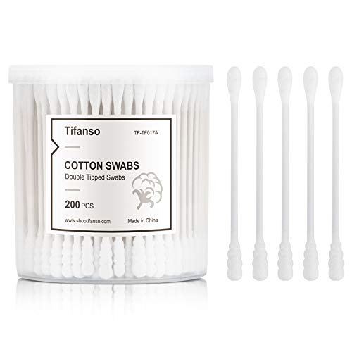 tifanso 200 Count Cotton Swabs, Natural Double Tipped Cotton Buds, Cruelty-Free Ear Swabs, Chlorine-Free Hypoallergenic(White) - Image 1