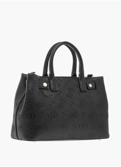 ELLE Monogram Textured Tote Bag with Detachable Strap and Handles  - Image 3