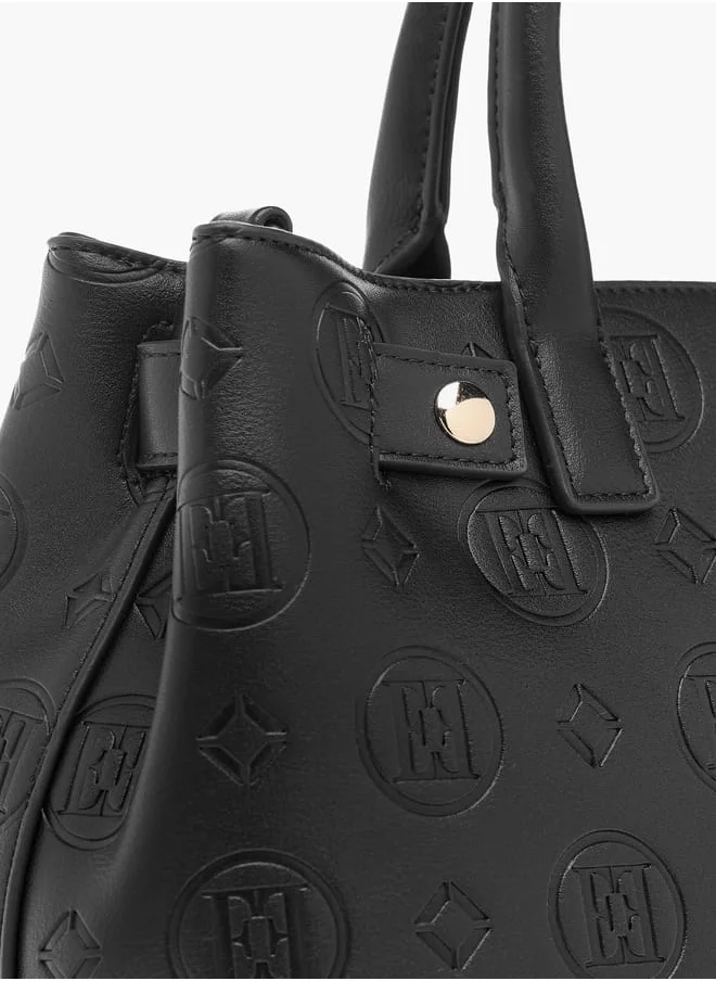 ايل Monogram Textured Tote Bag with Detachable Strap and Handles