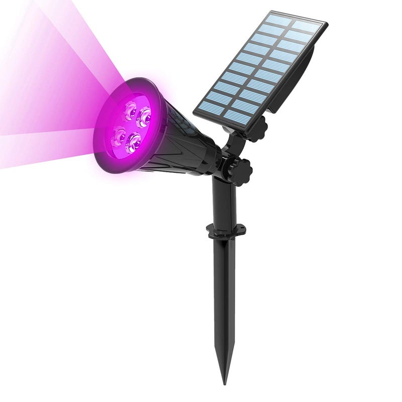 T-SUN Solar Spotlights, 4 LED Solar Waterproof Outdoor Landscape Lights, Auto-on/Auto-Off by Day, 180 Angle Adjustable for Tree, Patio, Yard, Garden, Driveway, Stairs, Pool Area(Purple-1Pack) - Image 1