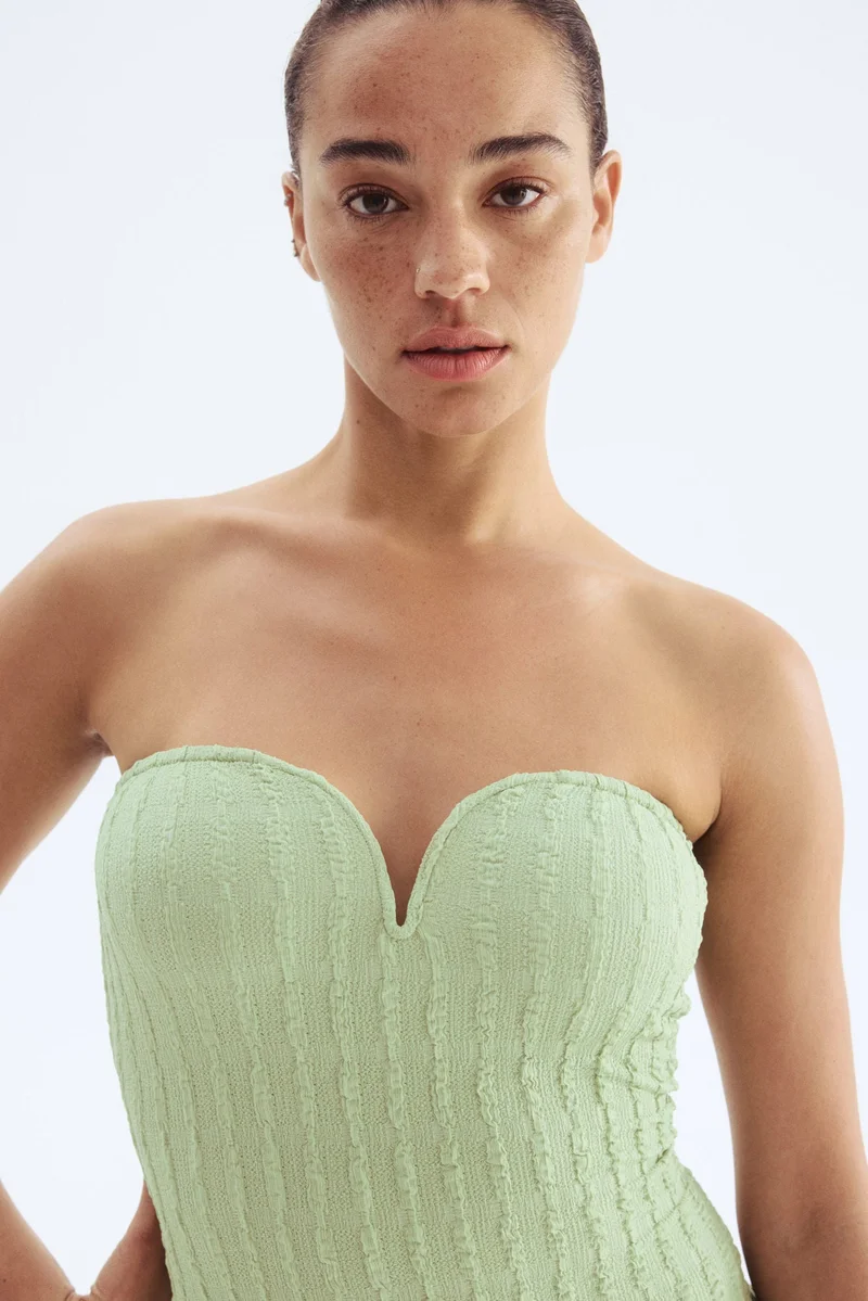 H&M Textured jersey bandeau dress