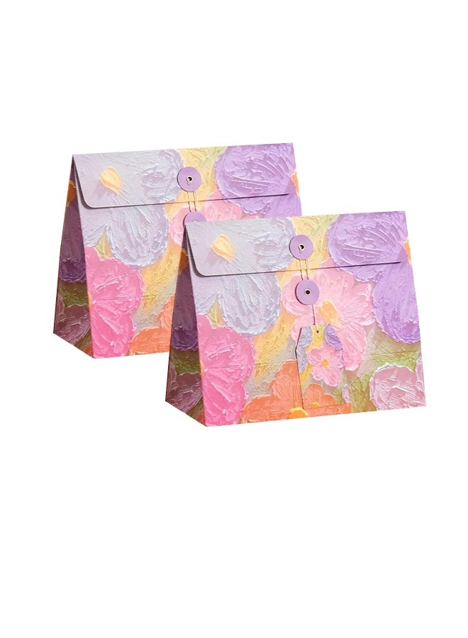 2 قطعة أكياس هدايا نمط اللوحة الزيتية ، علب هدايا عيد الميلاد ، أكياس تغليف المغلف ، أكياس الهدايا الورقية الإبداعية ، علب هدايا العطلات ، أكياس الهدايا - Image 1