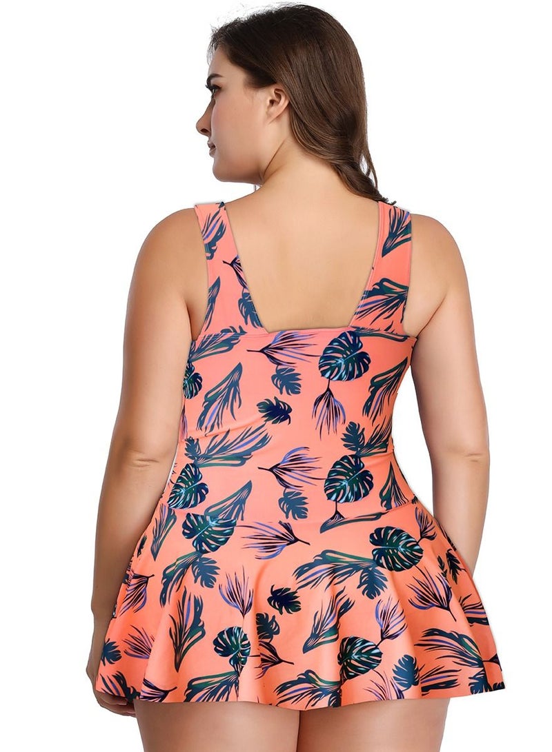 Loquat Orange Flower Pattern Skirt Style Split Bikini Big Size Swimsuit Female - Image 3