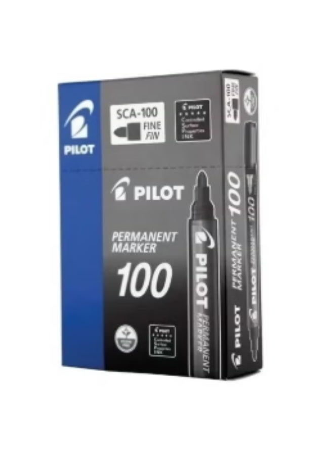 بايلوت قلم بايلوت ماركر اسود سن مدبب, 12 قلم