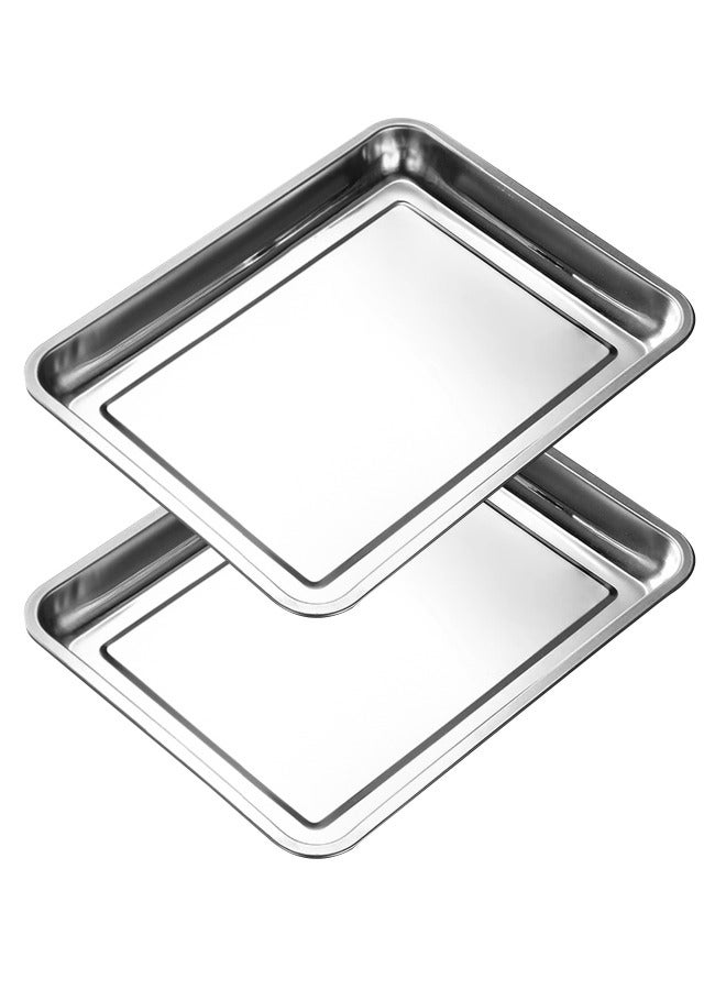 Morlife Set of 2, Stainless Steel Rectangle Baking Sheets Pans, Large Professional Oven Trays for Cooking Serving, Non Toxic & Healthy, Mirror Finished & Dishwasher Safe (40x30x4.8cm) - Image 1