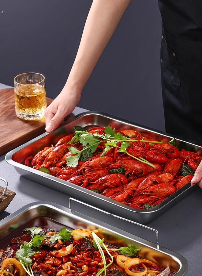 Morlife Set of 2, Stainless Steel Rectangle Baking Sheets Pans, Large Professional Oven Trays for Cooking Serving, Non Toxic & Healthy, Mirror Finished & Dishwasher Safe (40x30x4.8cm) - Image 3