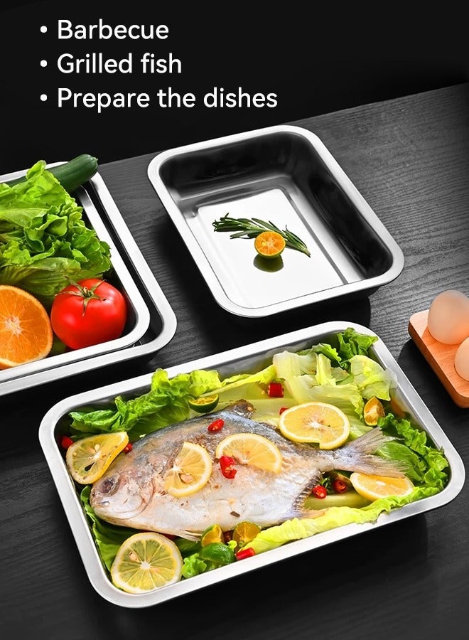 Morlife Set of 2, Stainless Steel Rectangle Baking Sheets Pans, Large Professional Oven Trays for Cooking Serving, Non Toxic & Healthy, Mirror Finished & Dishwasher Safe (40x30x4.8cm) - Image 2