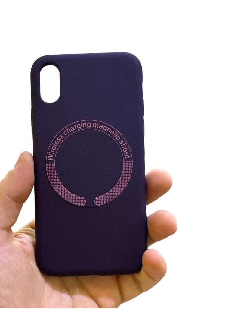 Generic - Silicone back cover MagSafe compatible with iPhone Xs max Purple - Image 1