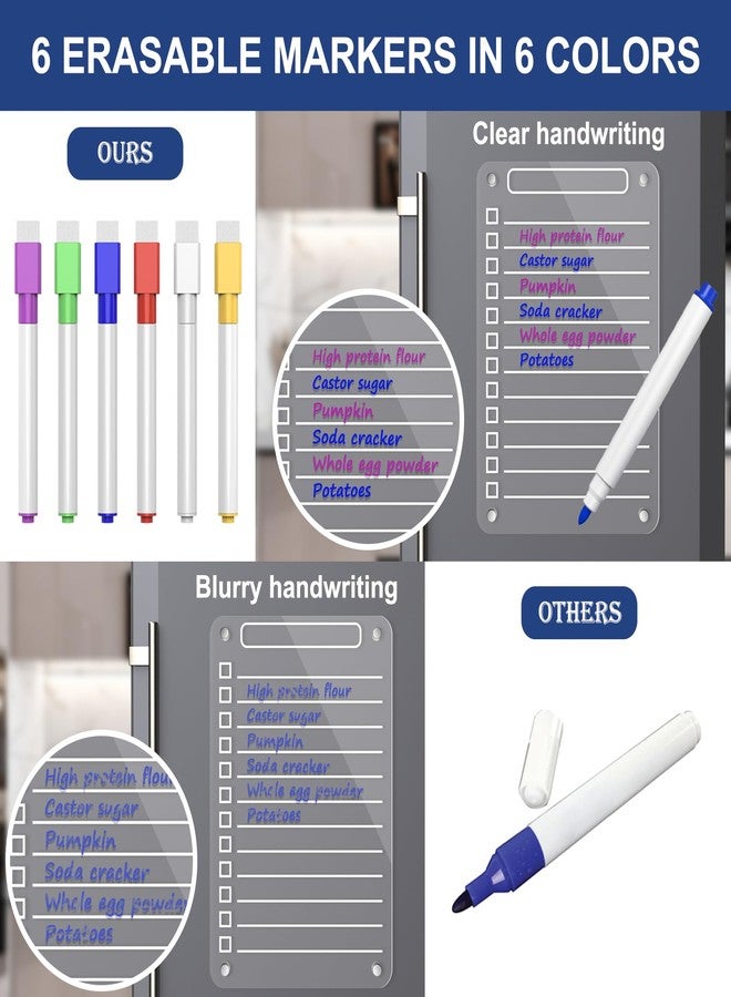 Pasenhome 2 Pcs Acrylic Magnetic Dry Erase Board for Fridge, 12"X8" Clear Magnetic to Do List White Board, Acrylic Dry Erase to Do List for Refrigerator, Magnet Whiteboard with 6 Markers - Image 4