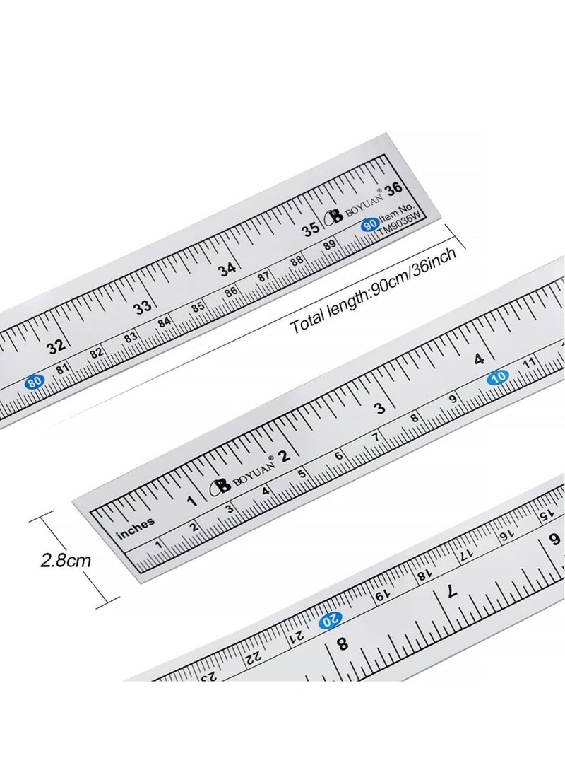 Y&D - 8 Pcs Self-Adhesive Measuring Tape Workbench Ruler Adhesive Backed Double Scale Stick Measure Left to Right 36 Inches for Work Woodworking Saw Drafting Table - Image 1