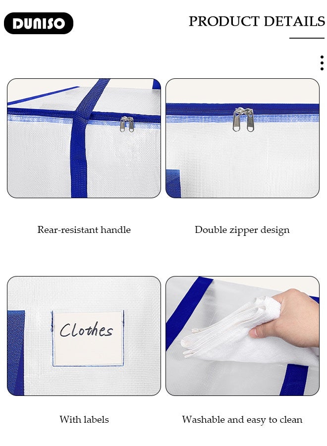 DUNISO Large Moving Bags, Backpack Straps Strong Handles & Zippers, Storage Totes For Space Saving, Fold Flat, Handles for Travel, College Moving Supplies, Bedding, Clothes  - Image 4