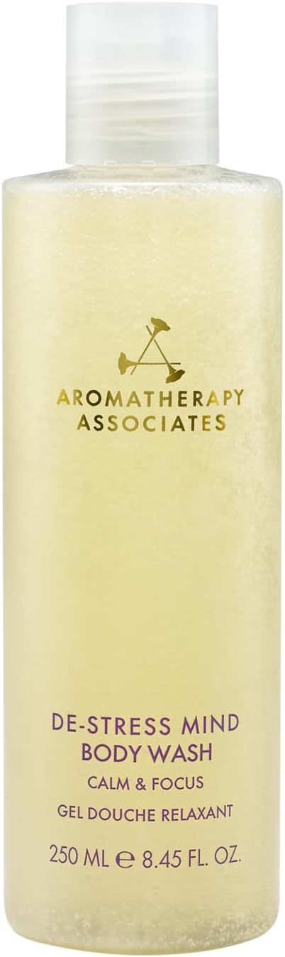 Aromatherapy Associates DeStress Mind Body Wash 250ml Moisture Retention Daily Exfoliation Balance The Microbiome Probiotics Squalane AHAs Natural Scent Frankincense Petitgrain Camomile
