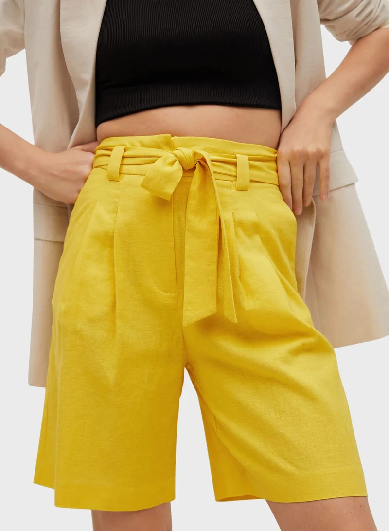MANGO Paperbag Waist Shorts