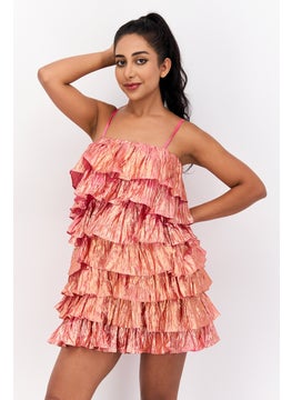 Collective The Label Women Metallic Mini Dress, Pink  - Image 1