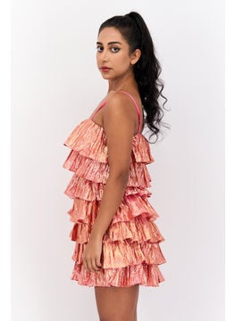 Collective The Label Women Metallic Mini Dress, Pink  - Image 2