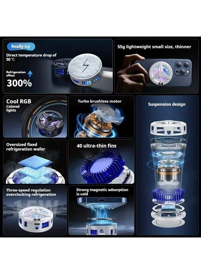 Black Magnetic Phone Cooling Fan Portable Radiator for iPhone 16 15 Pro Max Samsung Xiaomi 14 - Image 4