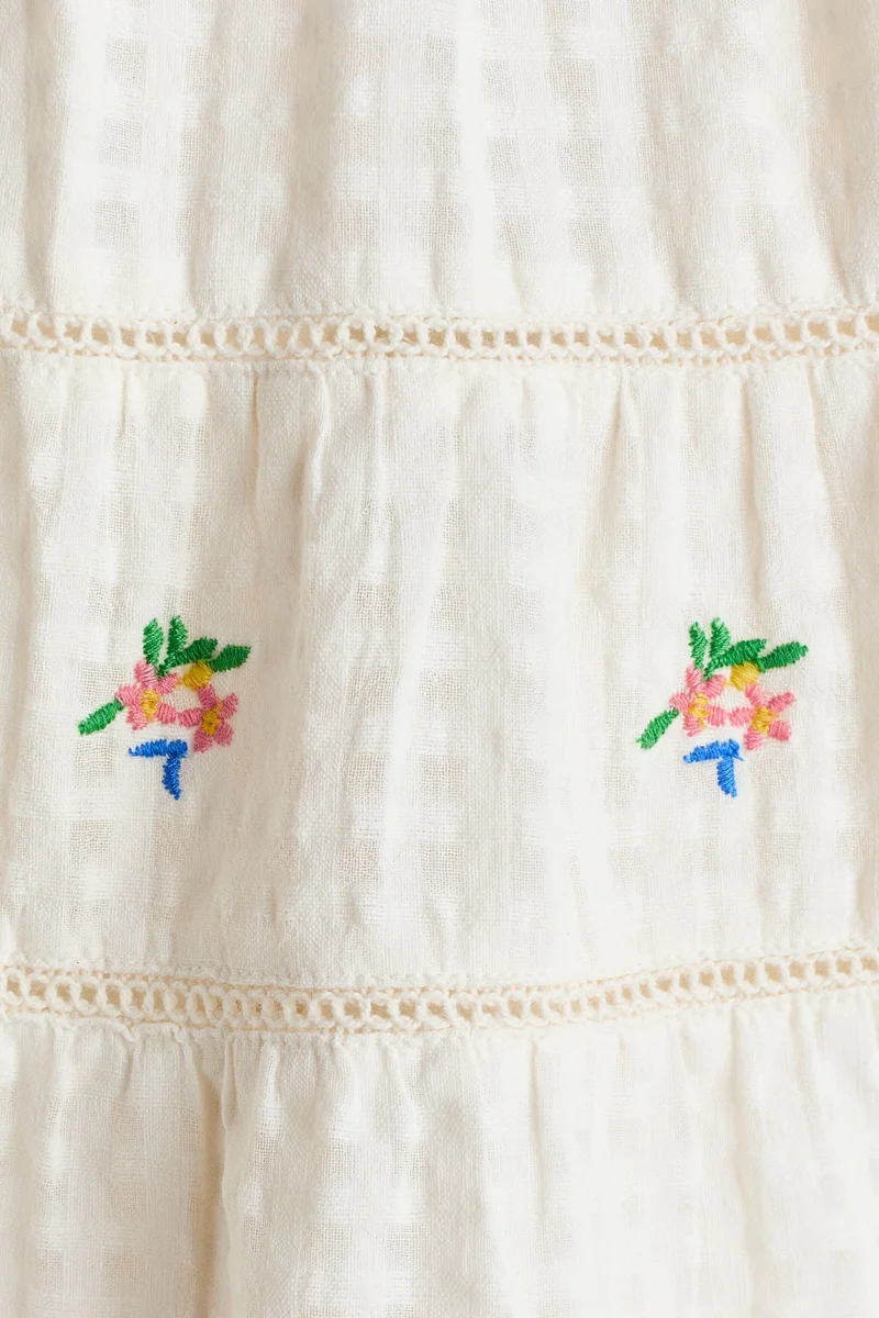 H&M Embroidered cotton skirt