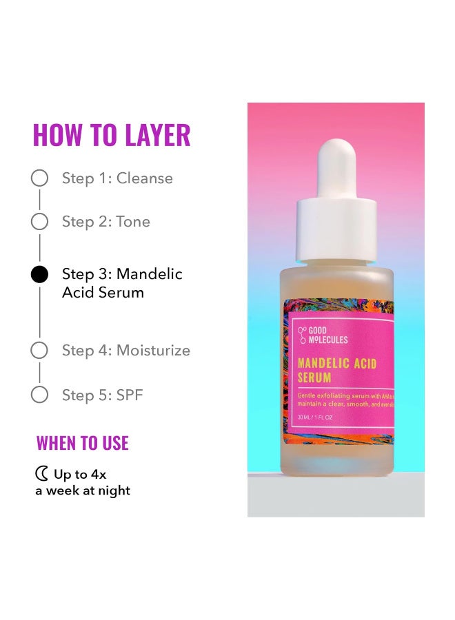 Good Molecules Mandelic Acid Serum - Gentle Face Exfoliator Serum with Ultra Hydrating Hyaluronic Acid - Exfoliating PHAs to Brighten Skin - Skin Care For Face - Image 4