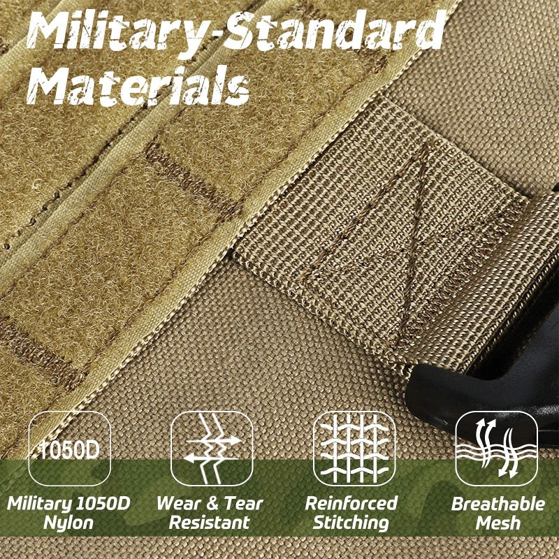 rabbitgoo Tactical Dog Harness for Large, Heavy Duty Pet Harness with Handle, No-Pull Service Vest Large Breed, Adjustable Military Dog Vest for Training Hunting Walking, Brown, L - Image 5