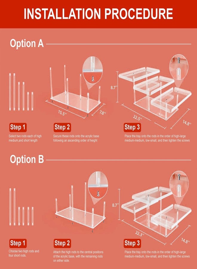 Jusalpha Set of 3 Acrylic Cupcake Stand, 3 Tiered Party Serving Tray, Clear Rectangular Dessert Display, Heavy Duty Construction (Rectangular) - Image 5