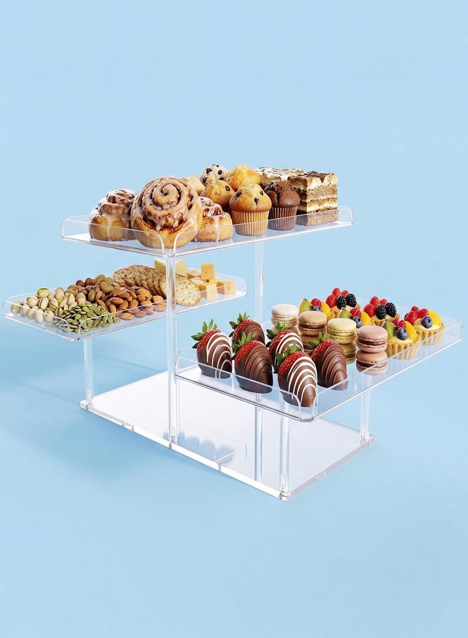 Jusalpha Set of 3 Acrylic Cupcake Stand, 3 Tiered Party Serving Tray, Clear Rectangular Dessert Display, Heavy Duty Construction (Rectangular) - Image 2