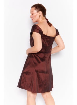 Collective The Label Women Solid Curve Dress, Brown  - Image 2
