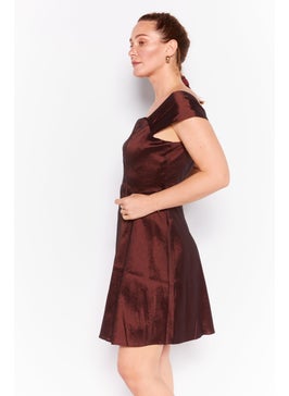 Collective The Label Women Solid Curve Dress, Brown  - Image 4