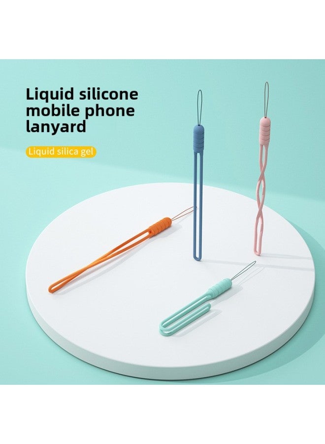 Loquat Silicone Mobile Phone Lanyard Earphone Box Accessories Small Fan Hand Warmer Hanging Rope Short Liquid Silicone Hand Rope-Specifications:dark Brown - Image 3