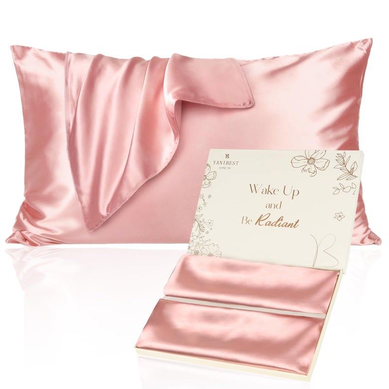 Yanibest Satin Pillowcase Silk Pillow Cases for Hair and Skin with Zipper Queen Pillow Cases Set of 2 for 20x30 Exquisite Packaging for Women Men